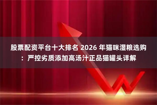 股票配资平台十大排名 2026 年猫咪湿粮选购：严控劣质添加高汤汁正品猫罐头详解